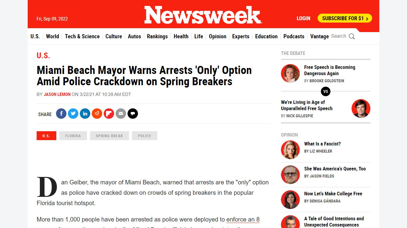 Miami Beach Mayor Warns Arrests 'Only' Option Amid Police ... - Newsweek
